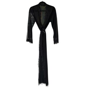 Oh la la cheri Paris Black Lace see through long bell sleeve Robe s/m